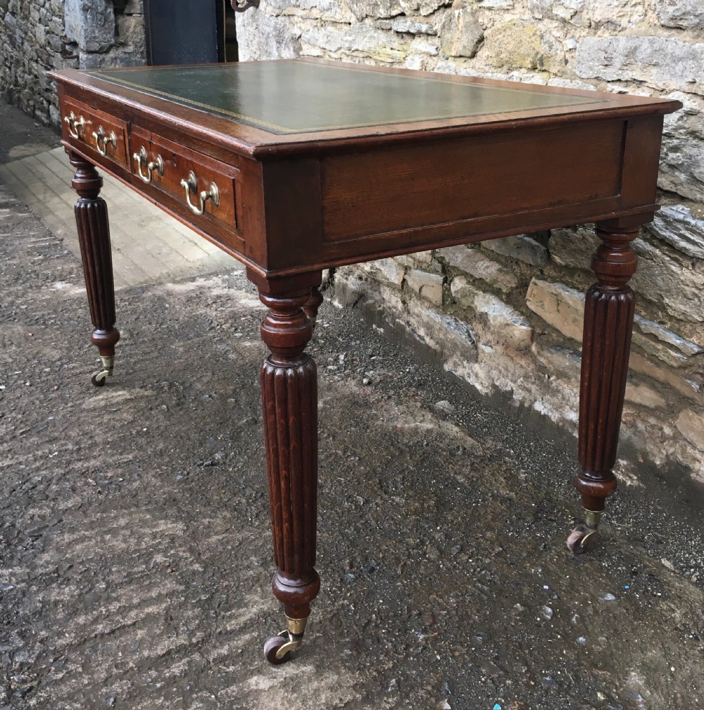 Antique Victorian Oak Library Writing Table  View VI