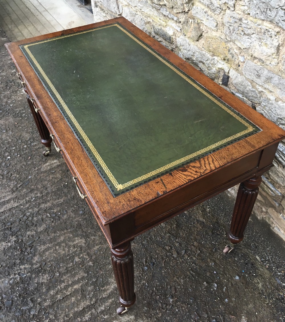 Antique Victorian Oak Library Writing Table  View VII