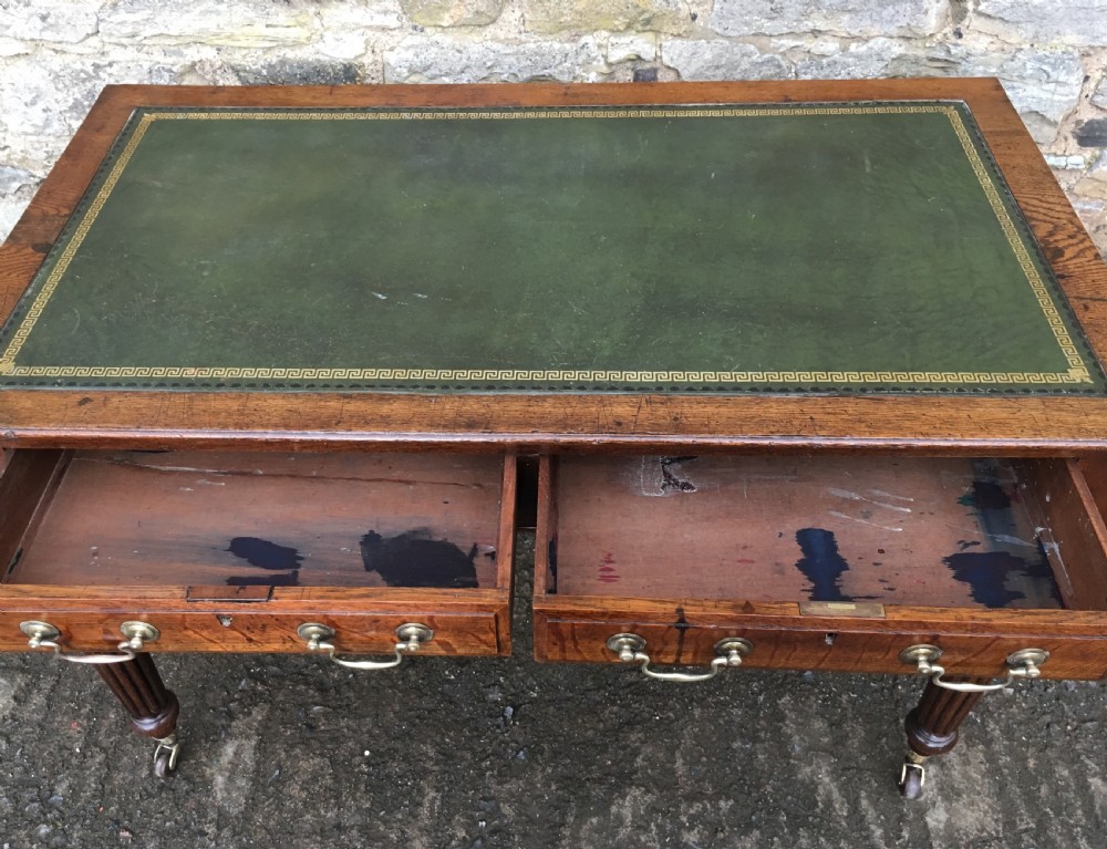 Antique Victorian Oak Library Writing Table  View VIII
