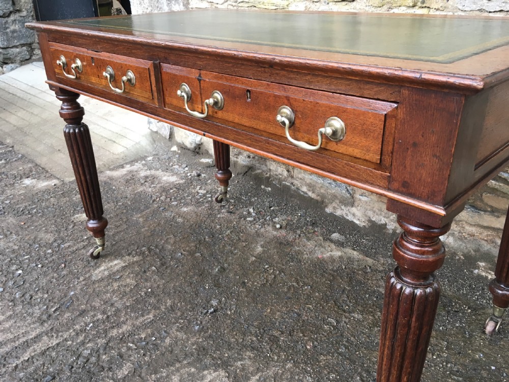Antique Victorian Oak Library Writing Table  View XI