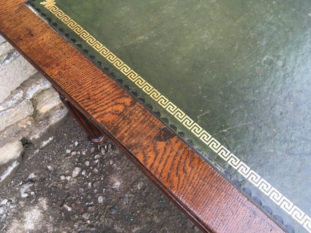 Antique Victorian Oak Library Writing Table  View XII