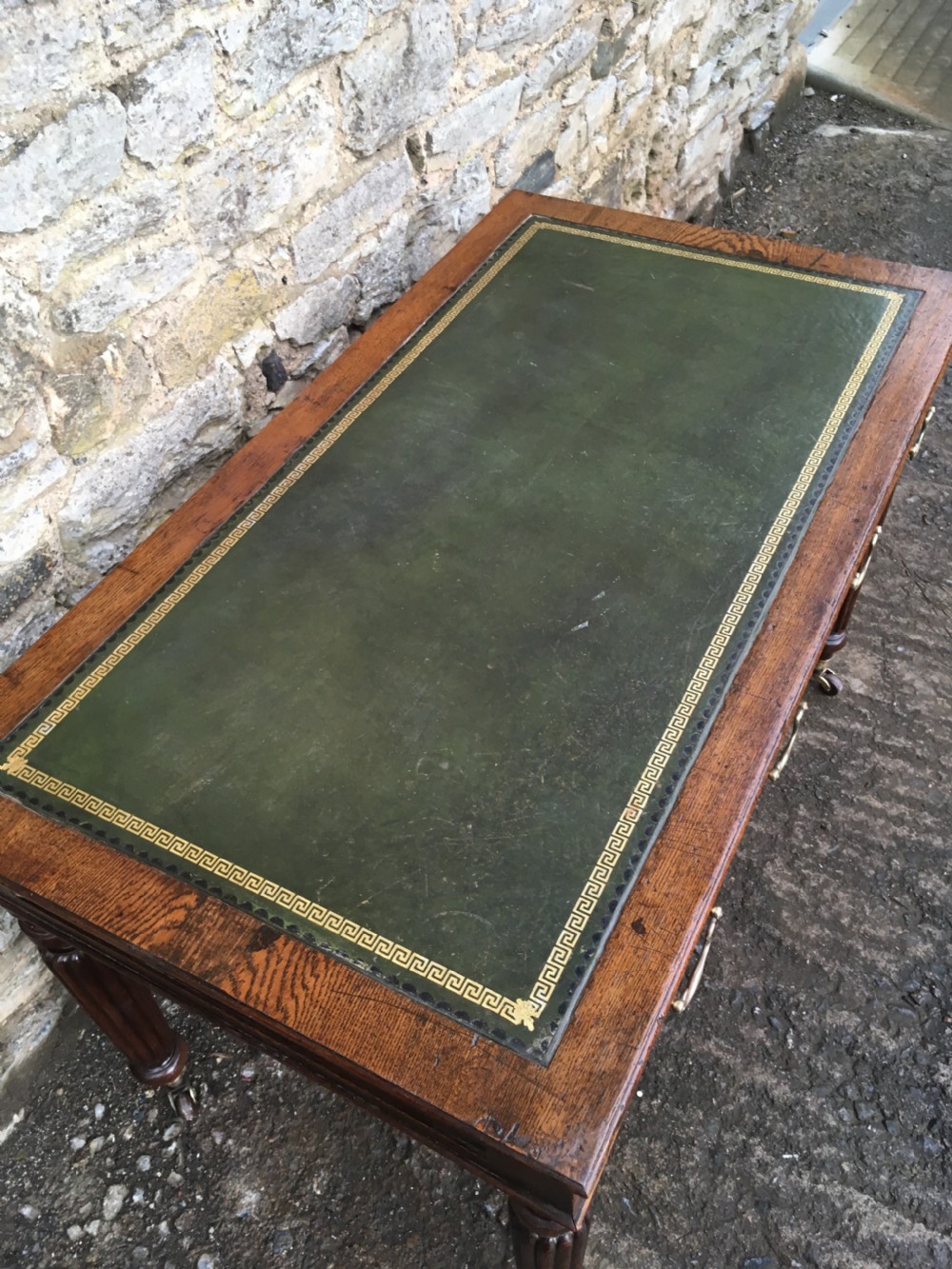 Antique Victorian Oak Library Writing Table  View XIII