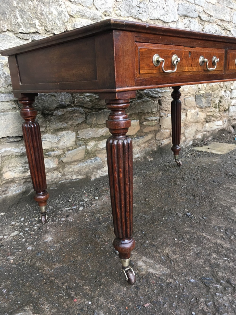 Antique Victorian Oak Library Writing Table  View XIV