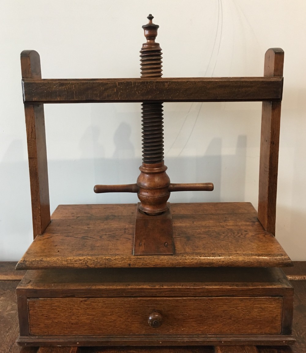 Antique Oak Tabletop Linen Press