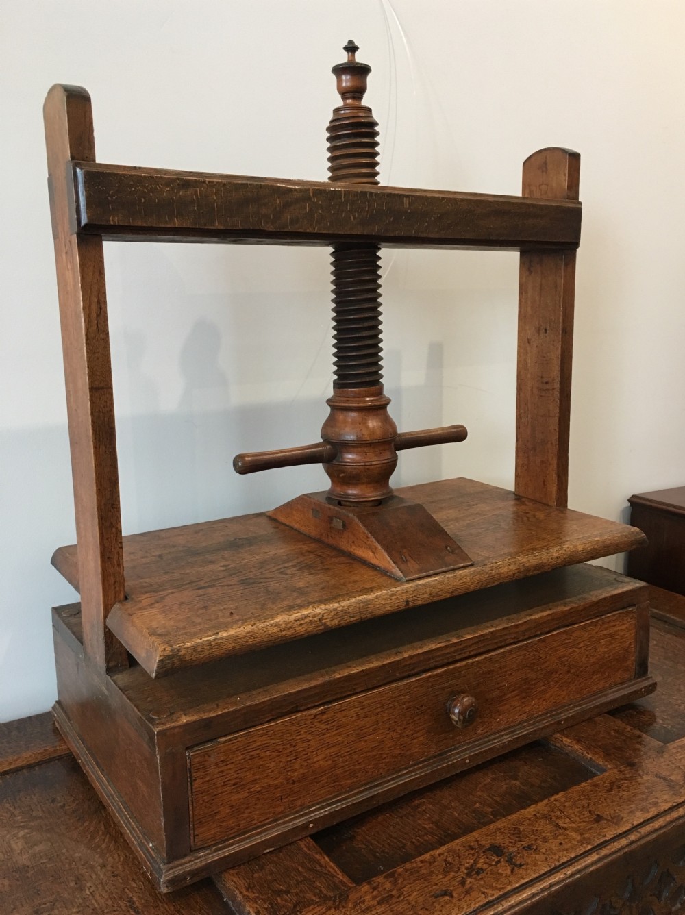 Antique Oak Tabletop Linen Press View II