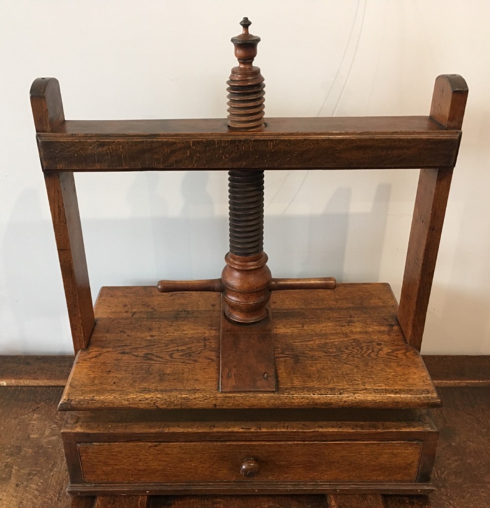 Antique Oak Tabletop Linen Press View III