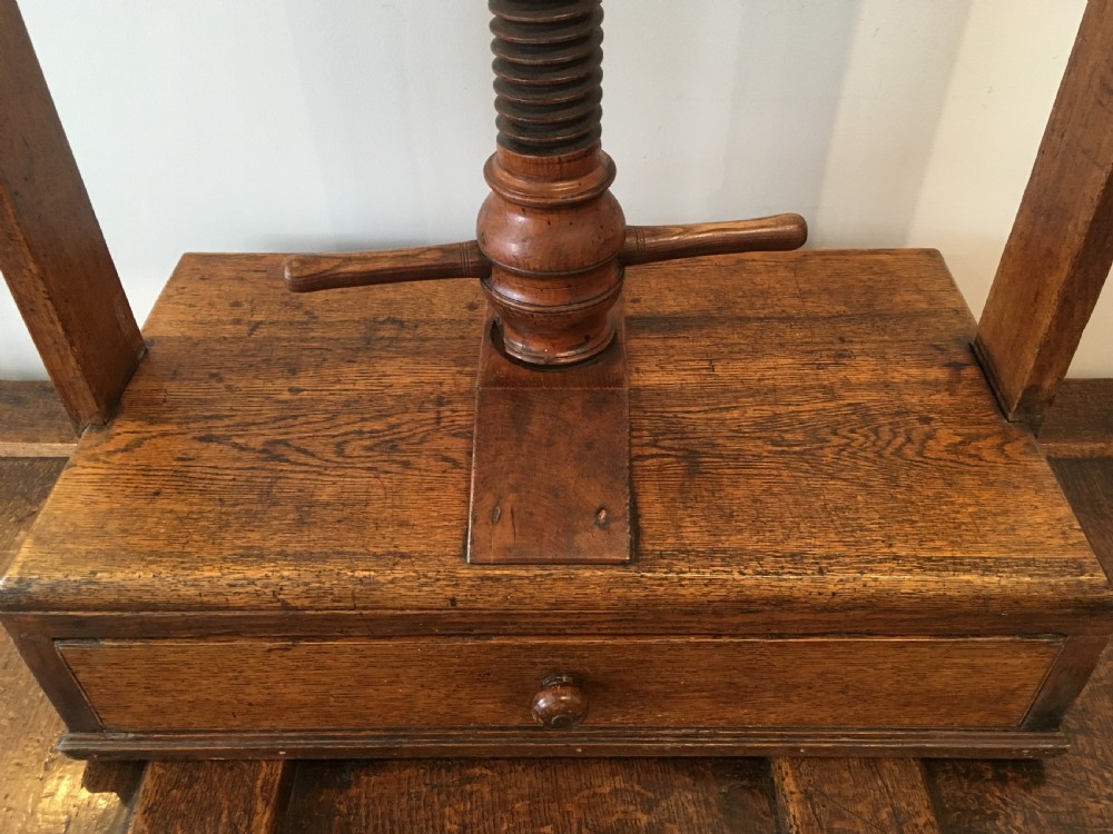 Antique Oak Tabletop Linen Press View XII