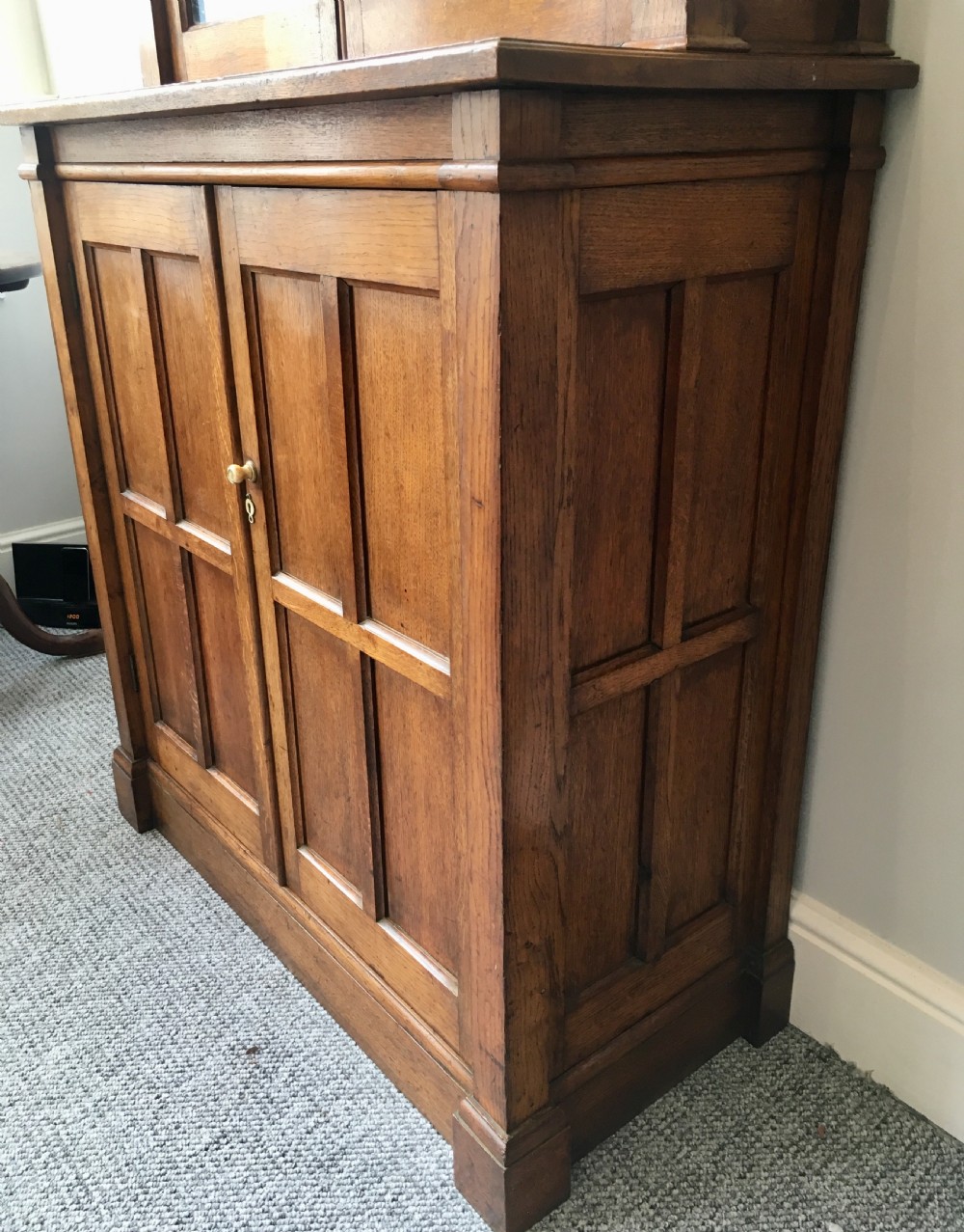 Antique Arts and Crafts Oak Glazed Bookcase View VI