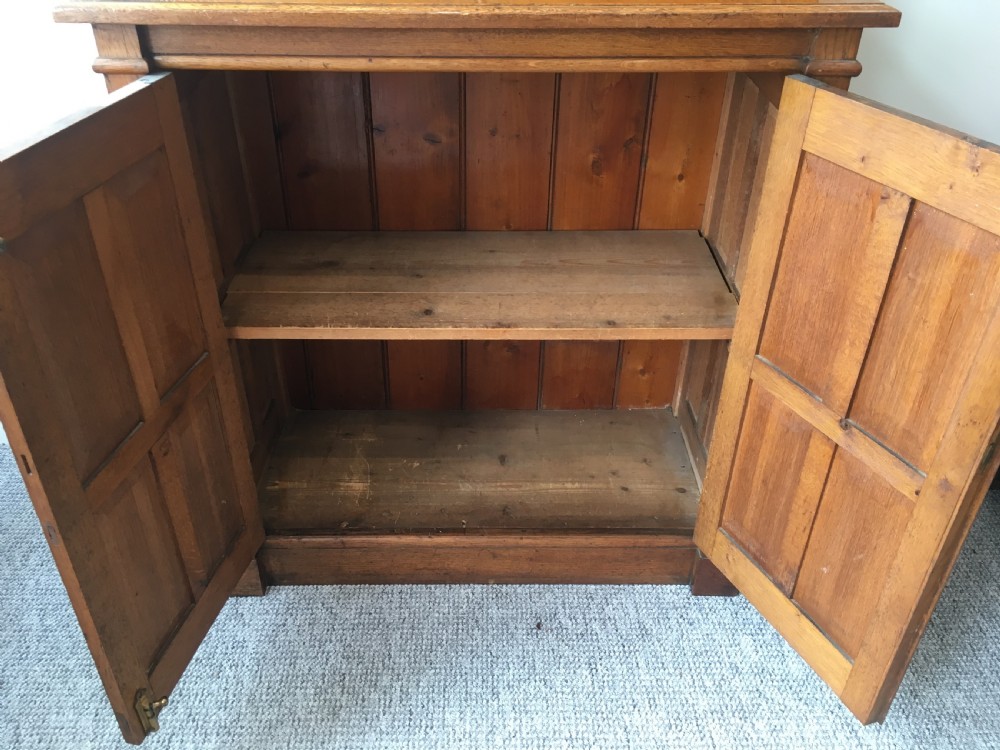 Antique Arts and Crafts Oak Glazed Bookcase View VIII