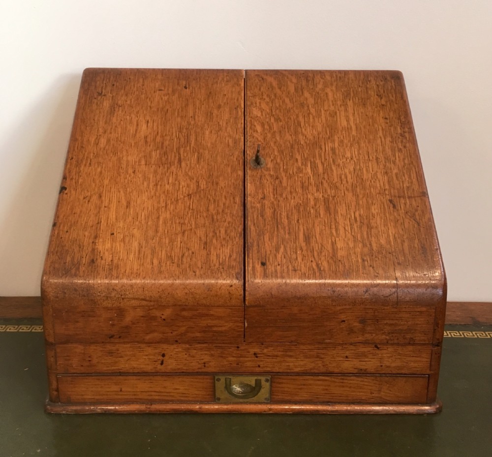 Antique Victorian Desktop Oak Stationery Cabinet View II