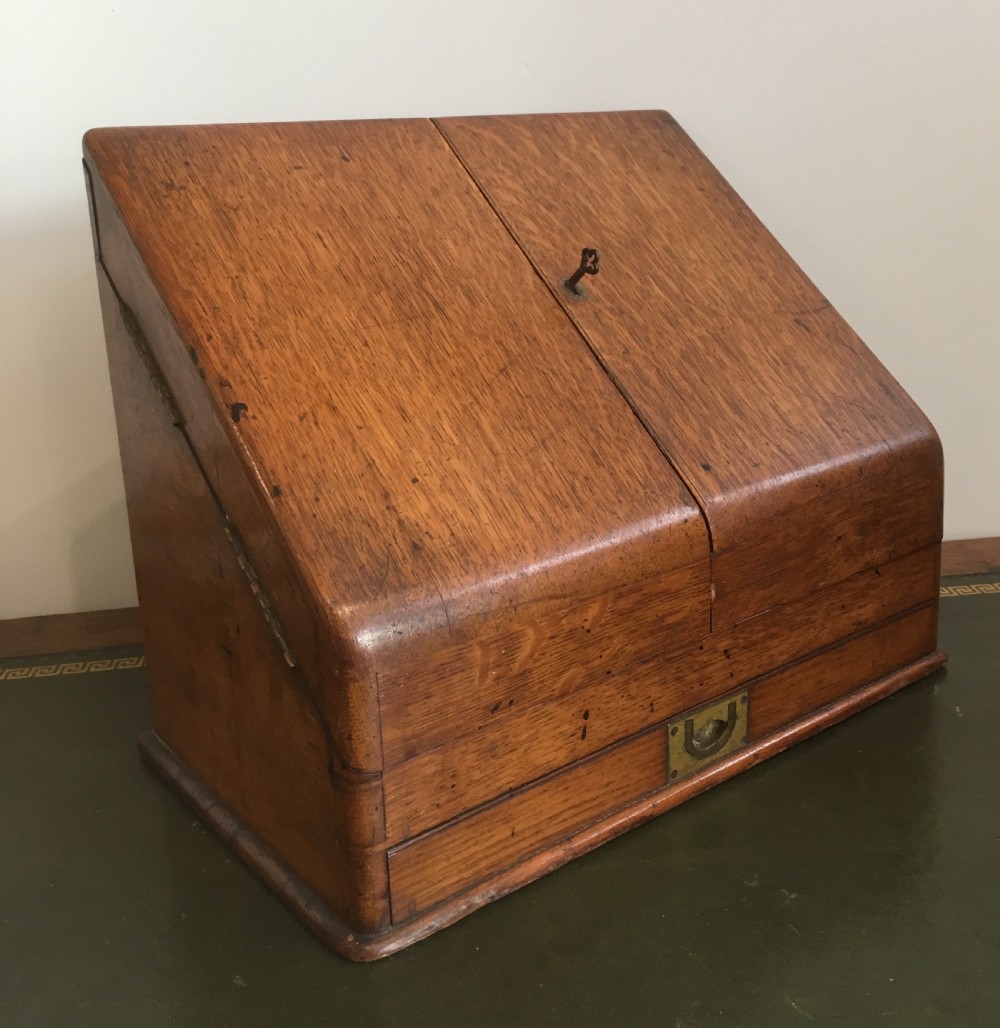 Antique Victorian Desktop Oak Stationery Cabinet View IV