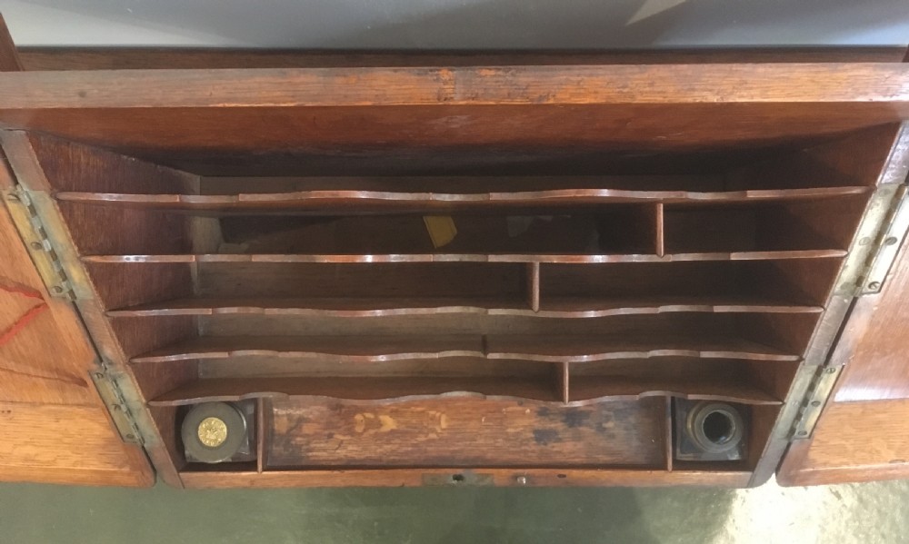 Antique Victorian Desktop Oak Stationery Cabinet View VIII