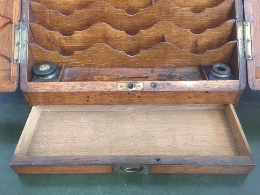 Antique Victorian Desktop Oak Stationery Cabinet View X