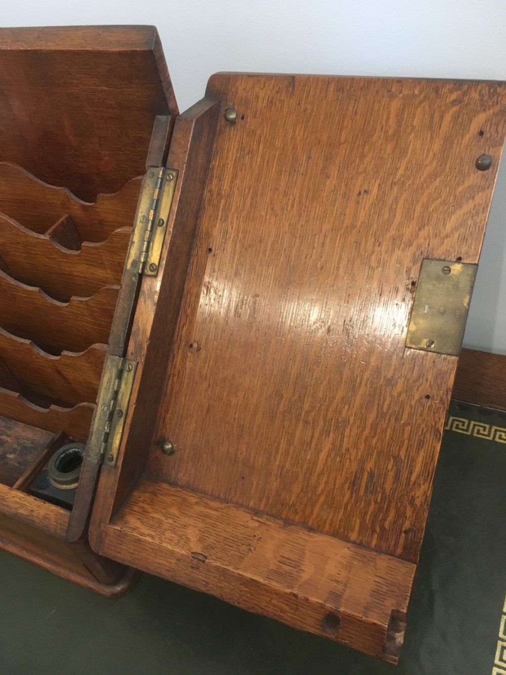 Antique Victorian Desktop Oak Stationery Cabinet View XI