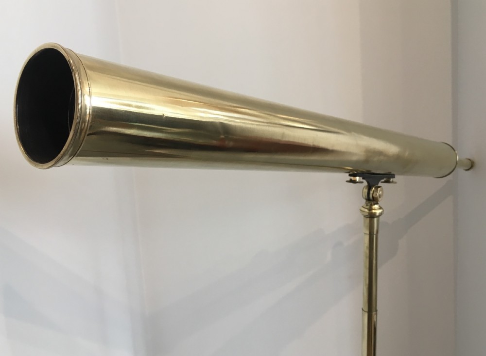 Large Antique Brass Telescope on Tripod by Aitchison & Co View IV