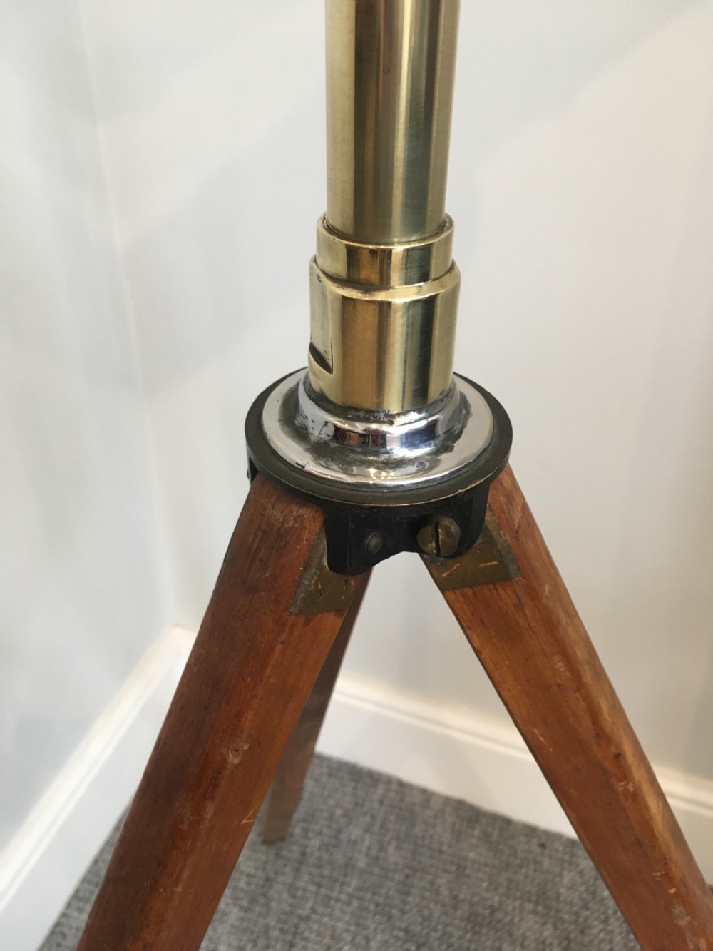 Large Antique Brass Telescope on Tripod by Aitchison & Co View VII