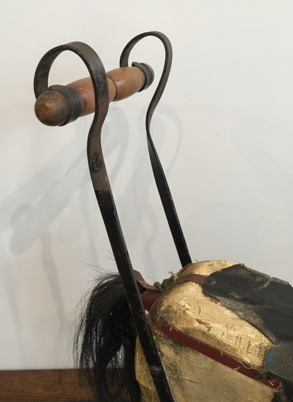 Antique Victorian Push Along Wooden Toy Horse in Original Paint View VII