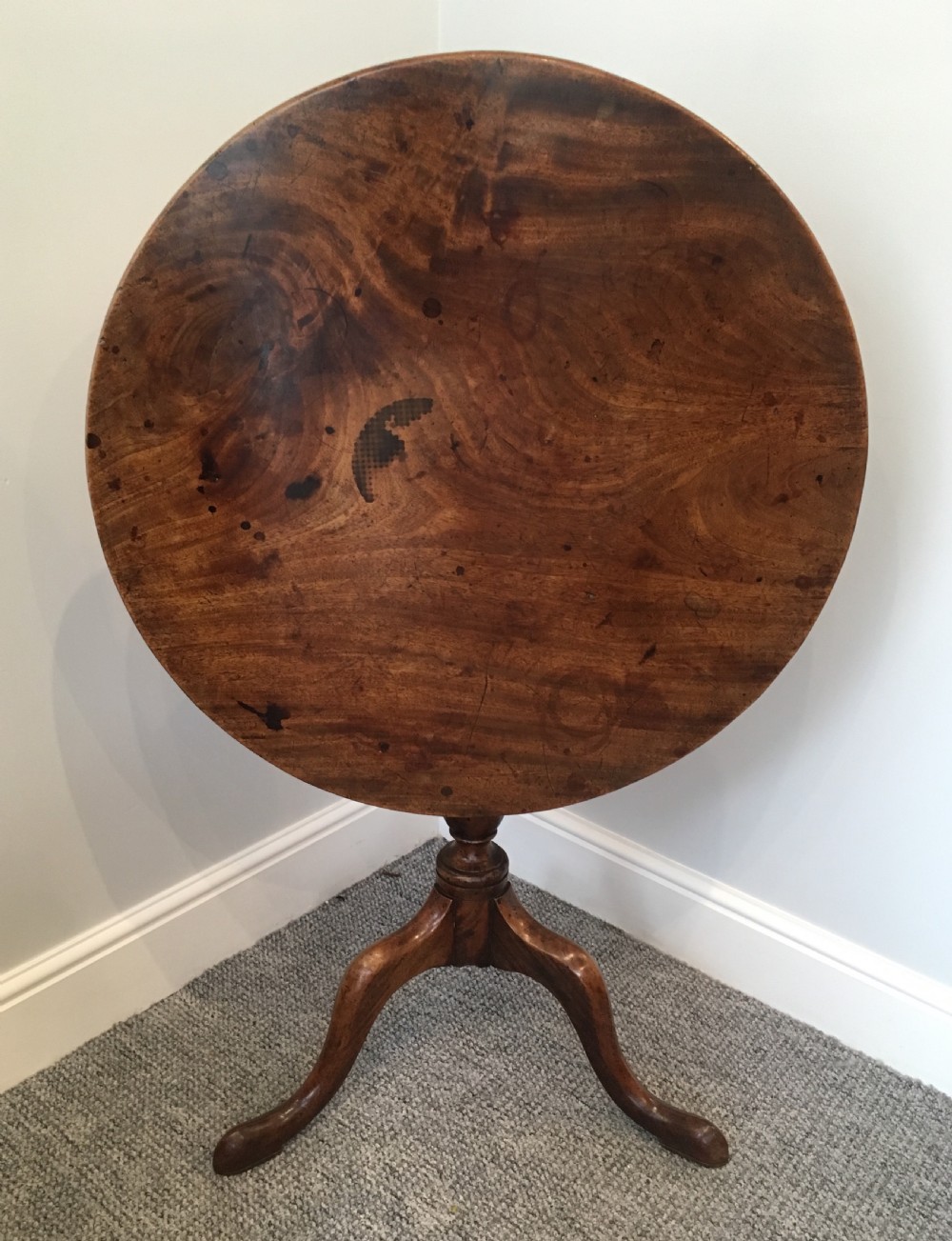 Antique Georgian Mahogany Tilt Top Occasional Table View VI