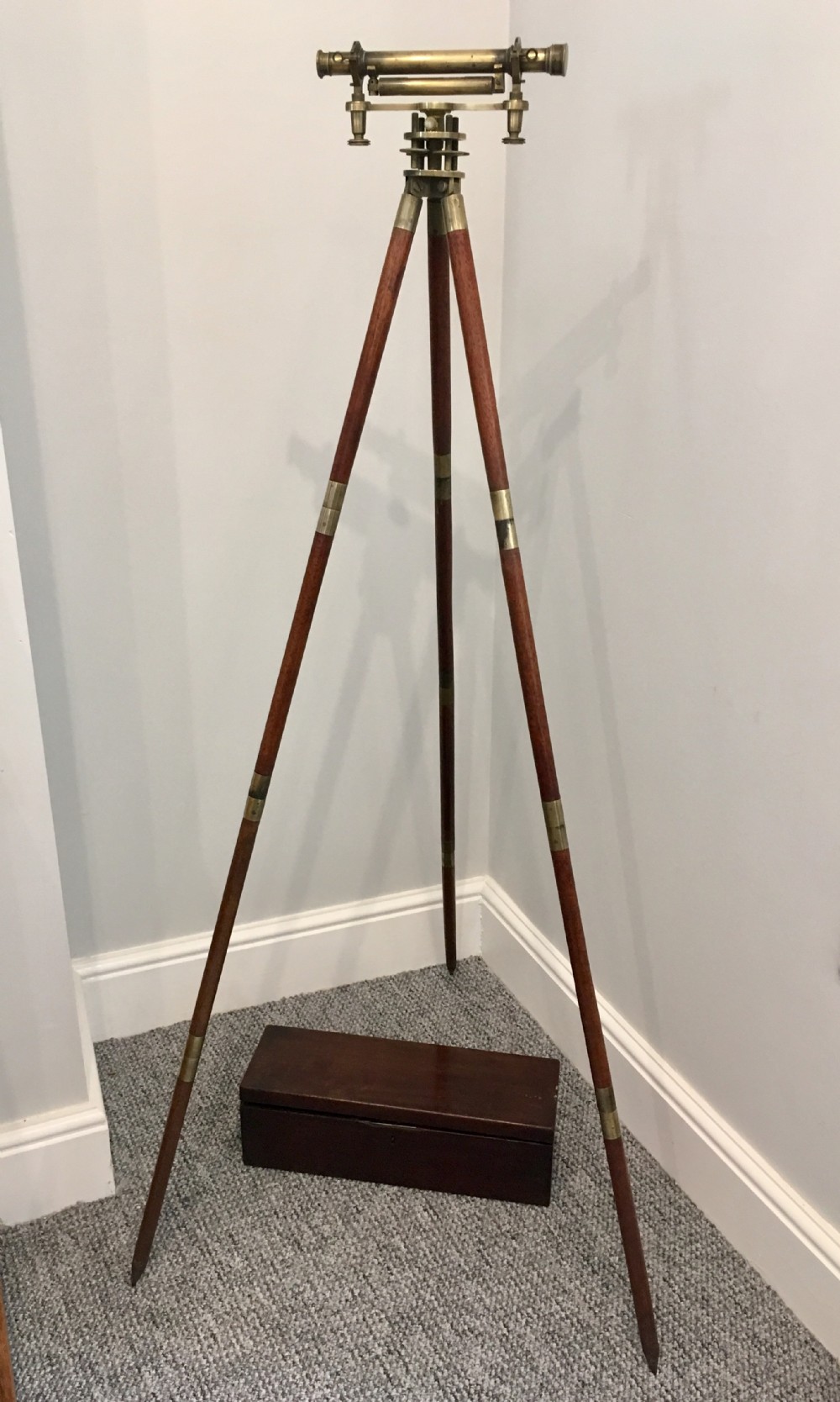 Antique Wye Surveyor's Level on Original Tripod with Box