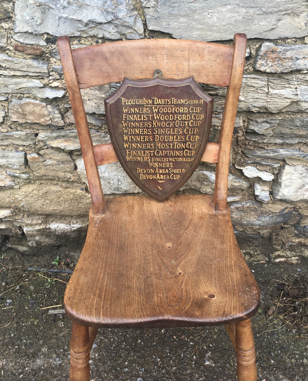 Antique 1870 Commemorative Darts Trophy Wooden Shield  View IV