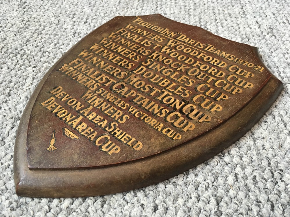 Antique 1870 Commemorative Darts Trophy Wooden Shield  View VII