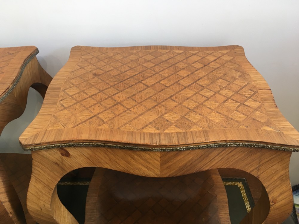Pair of French Kingwood Parquetry Low Bedside Tables View IV