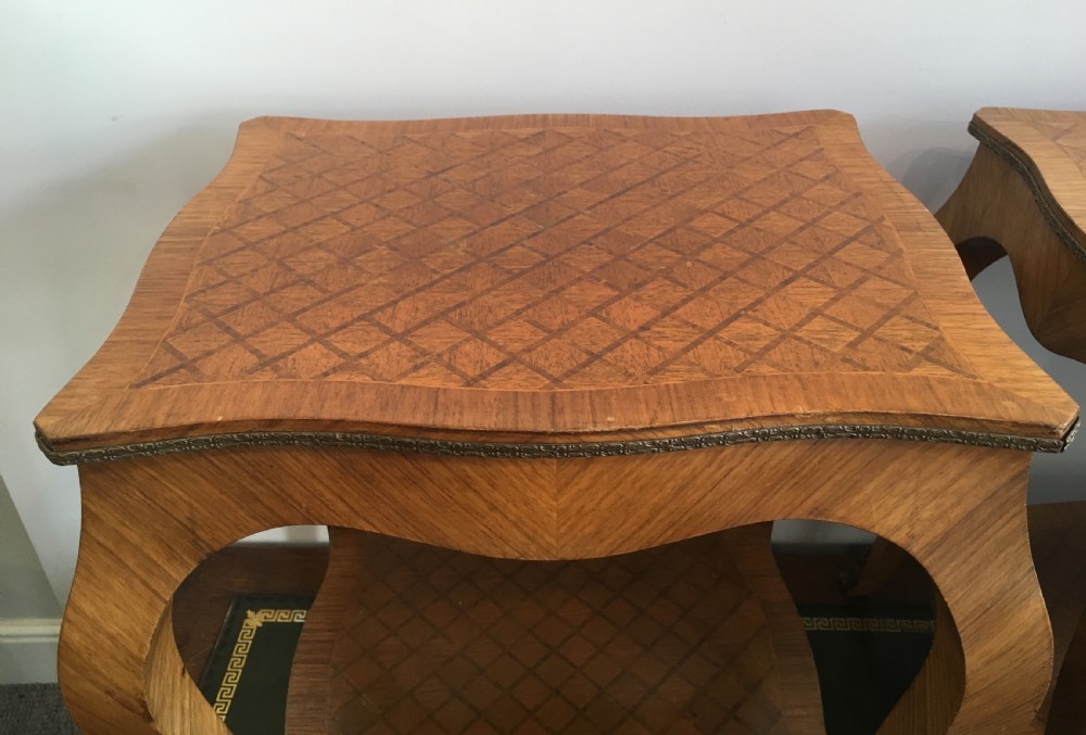 Pair of French Kingwood Parquetry Low Bedside Tables View VI