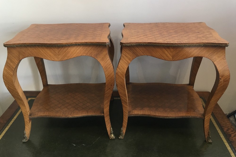 Pair of French Kingwood Parquetry Low Bedside Tables View XI