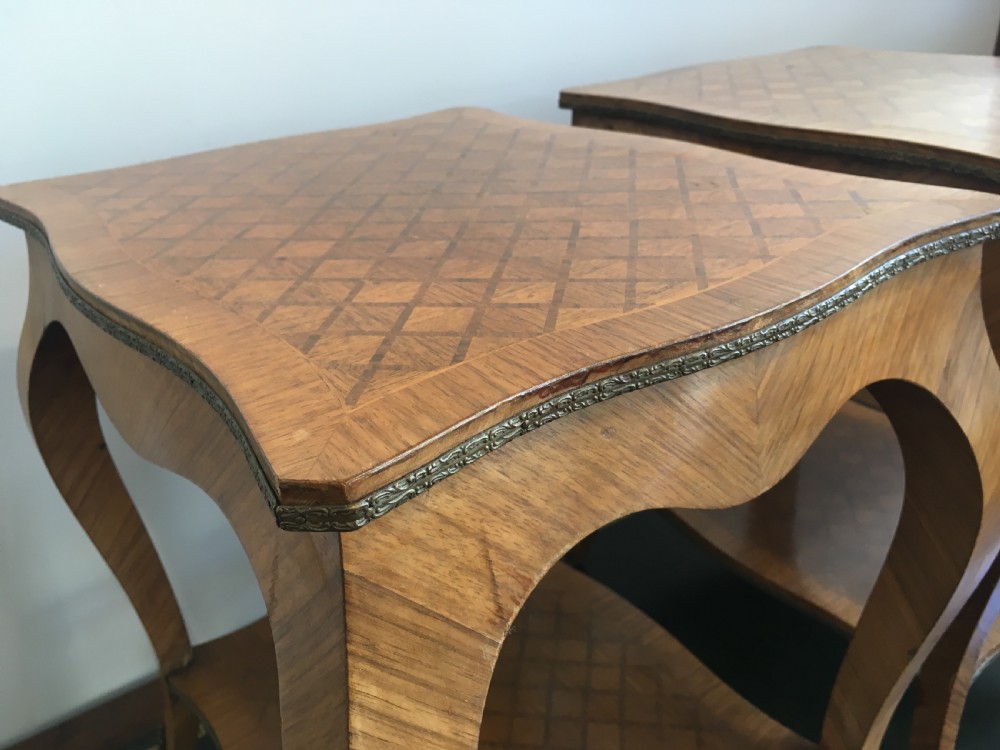 Pair of French Kingwood Parquetry Low Bedside Tables View XIII