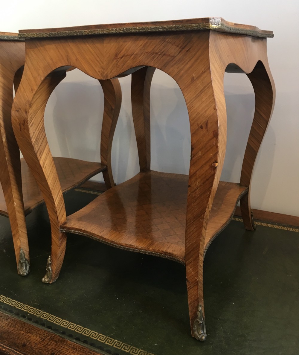 Pair of French Kingwood Parquetry Low Bedside Tables View XV