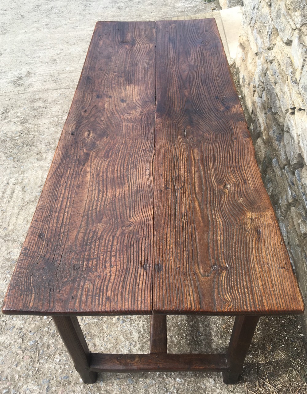Antique French Farmhouse Elm Dining Table View V