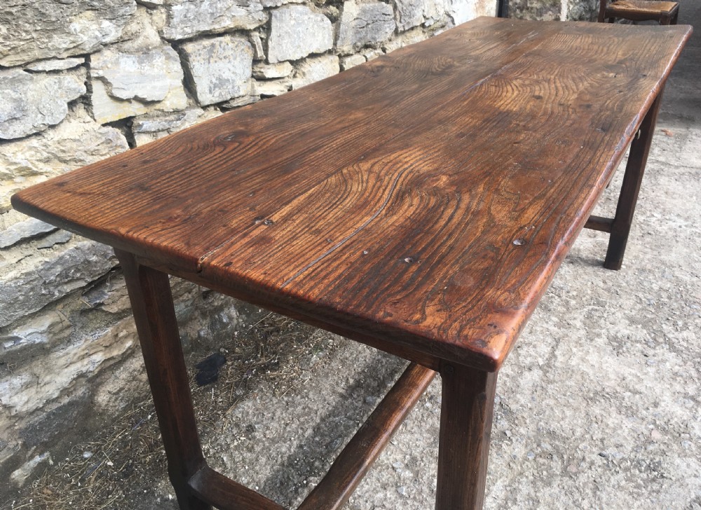 Antique French Farmhouse Elm Dining Table View VIII