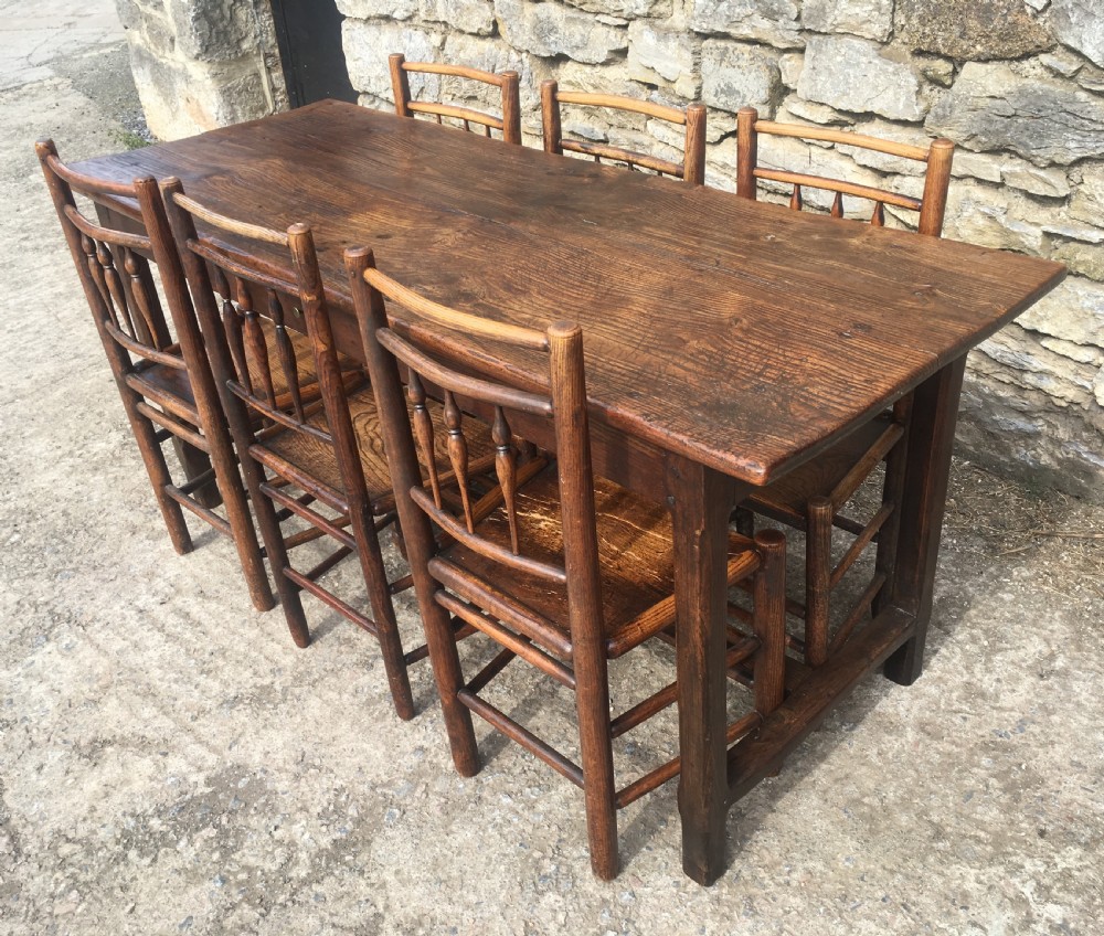 Antique French Farmhouse Elm Dining Table View XV