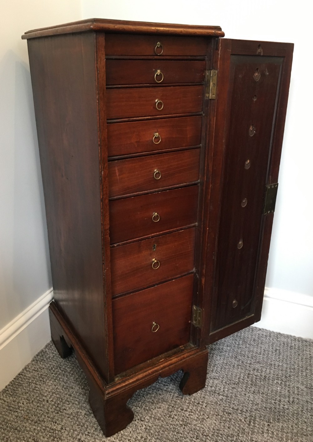 Antique Georgian Tall Mahogany Collectors Cabinet View VIII