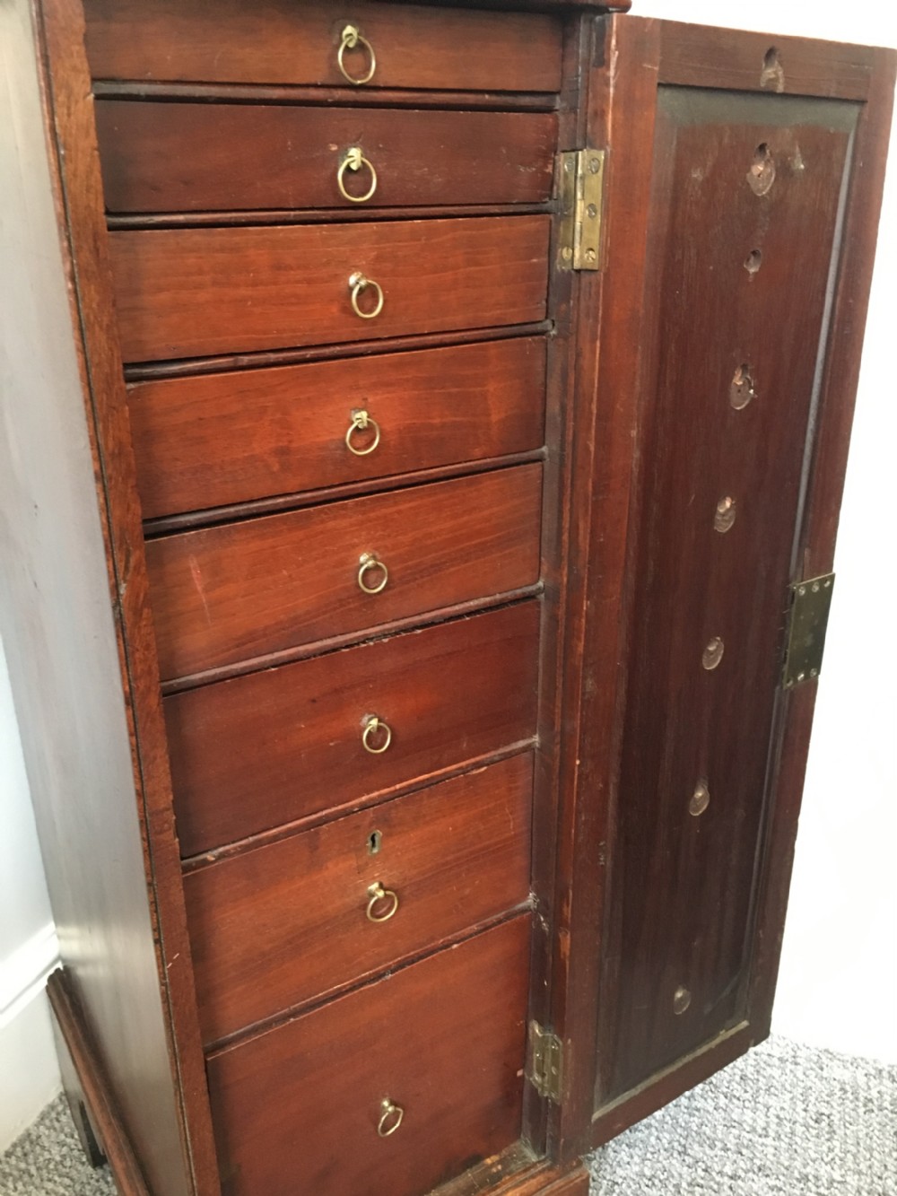Antique Georgian Tall Mahogany Collectors Cabinet View XIV