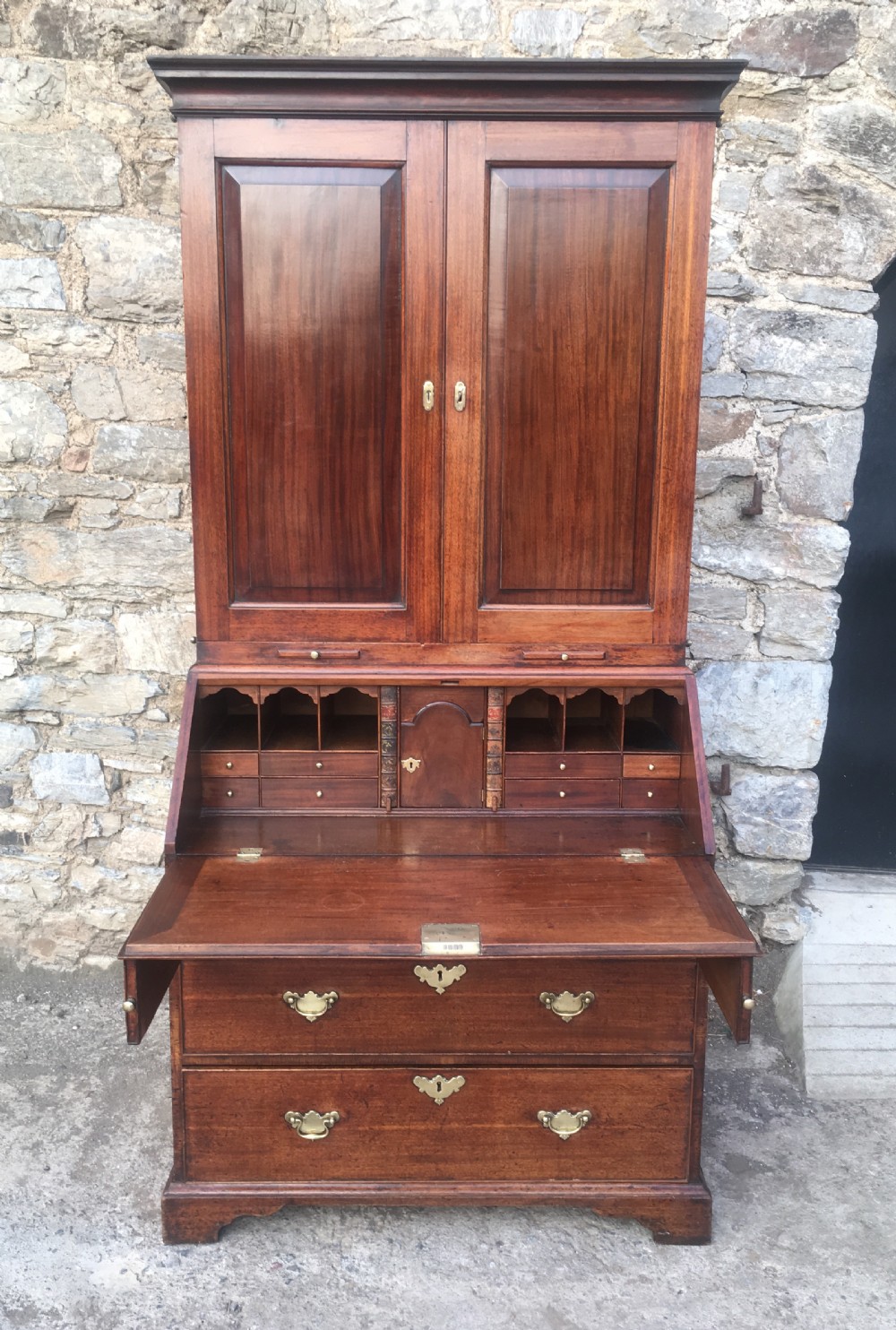 Antique Georgian Mahogany Bureau Bookcase View VIII