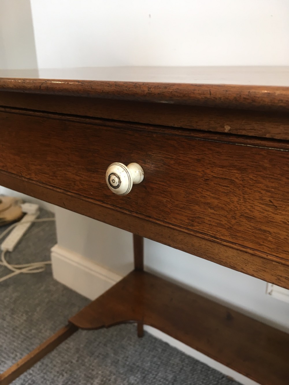 Antique Mahogany Side Table with Drawer View VI