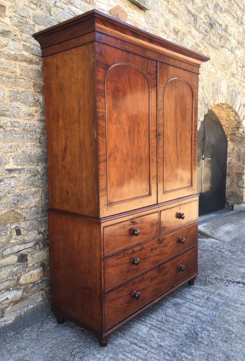 Antique Victorian Mahogany Linen Press View III