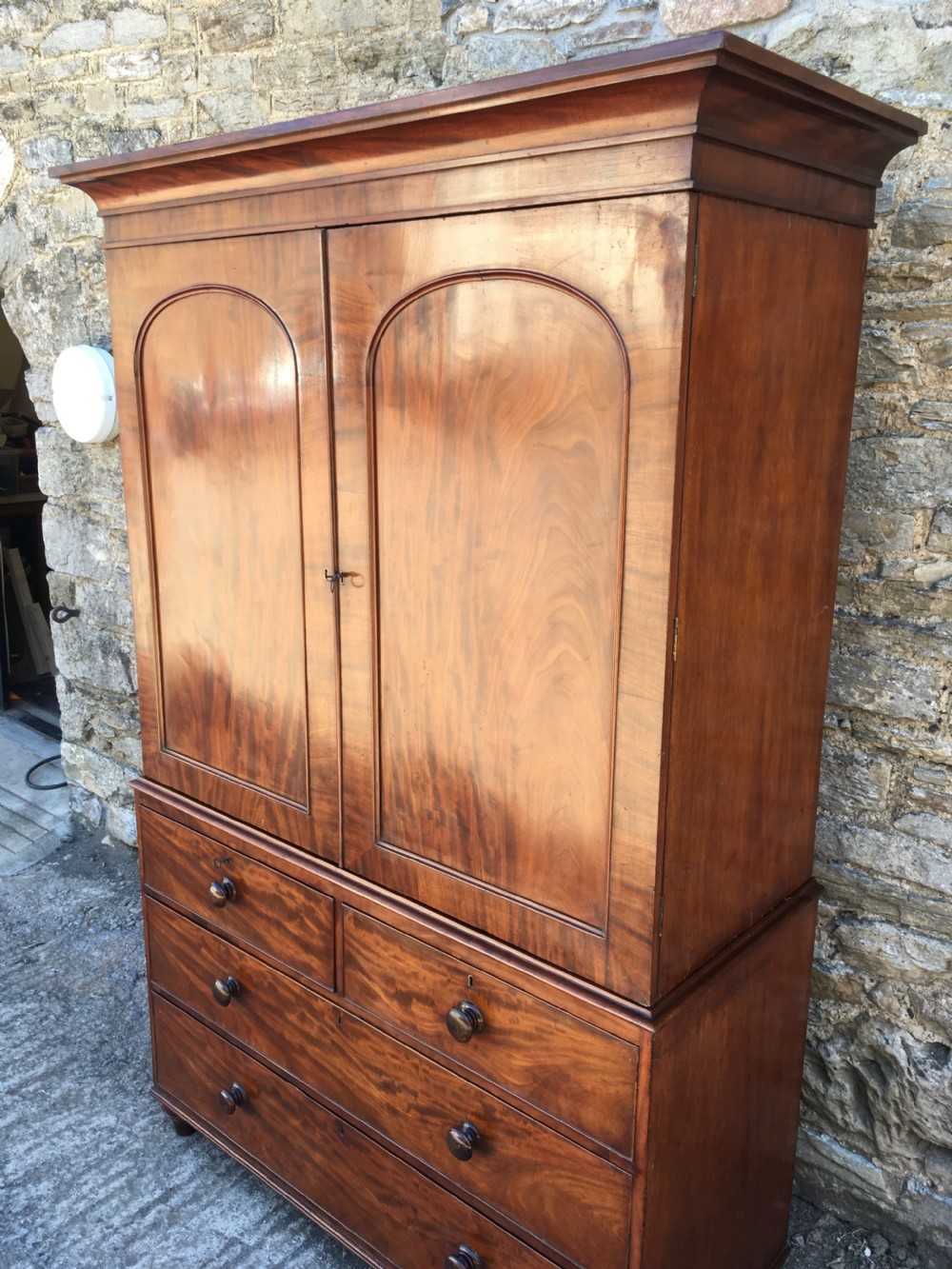Antique Victorian Mahogany Linen Press View X