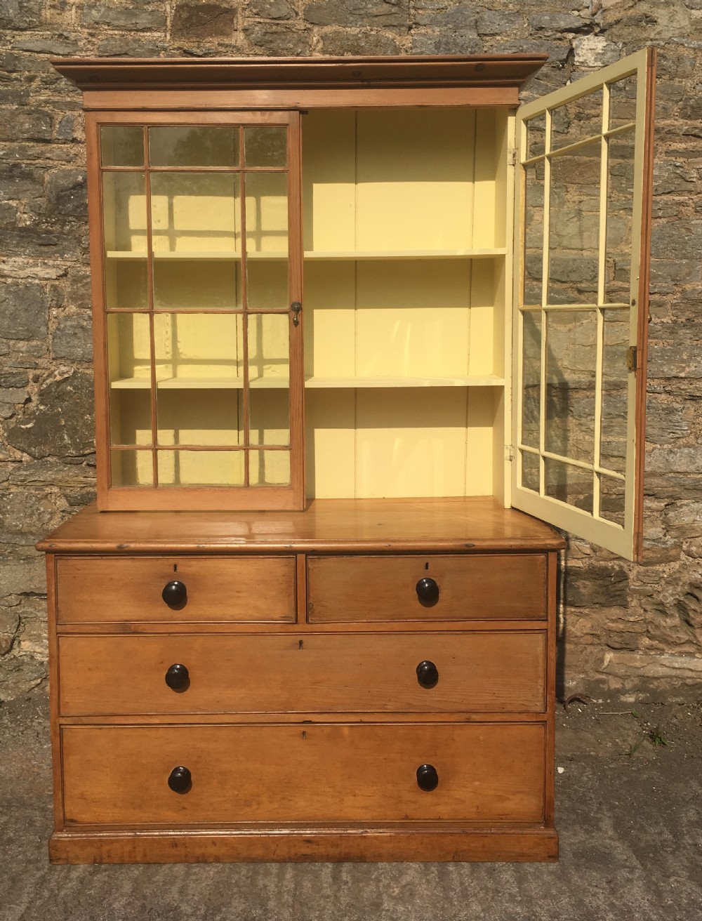 Antique Cornish Pine Glazed Dresser View X