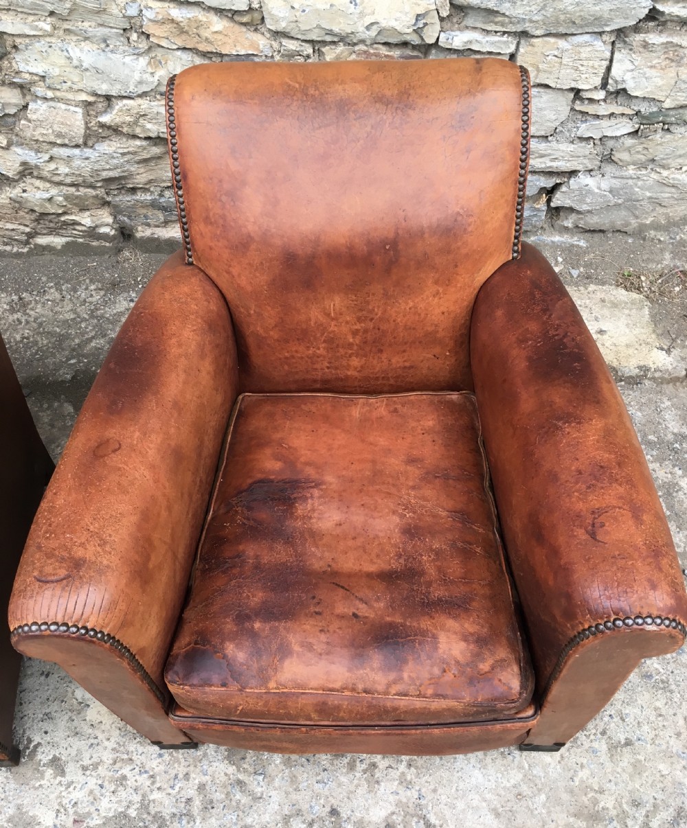 Pair of Antique Leather Club Chairs View IV