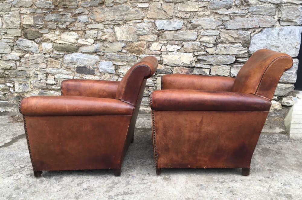 Pair of Antique Leather Club Chairs View VIII