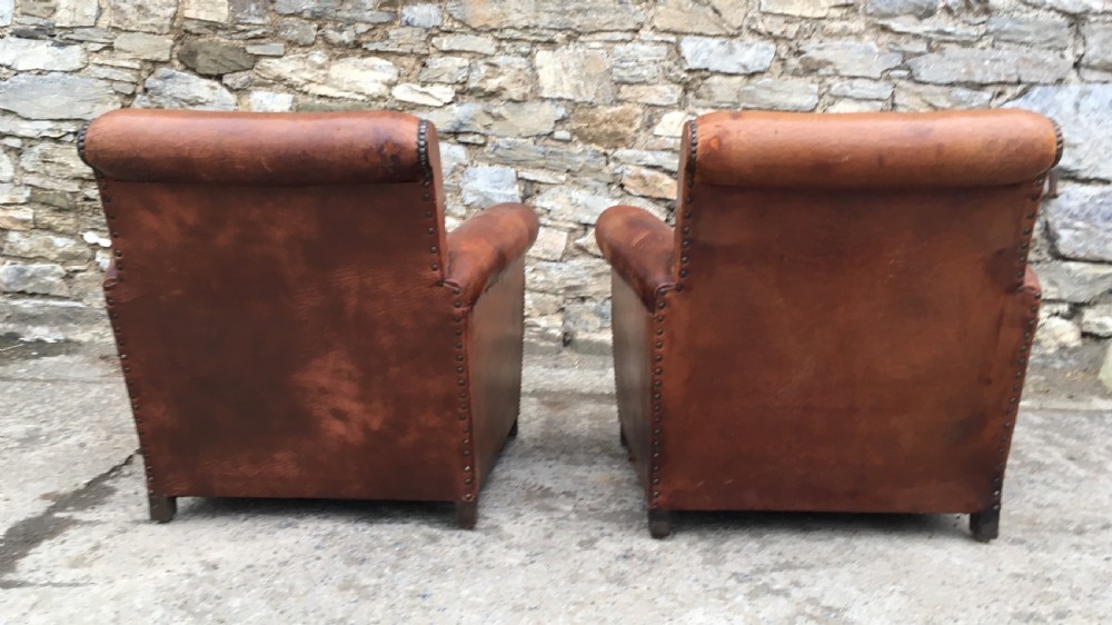Pair of Antique Leather Club Chairs View IX