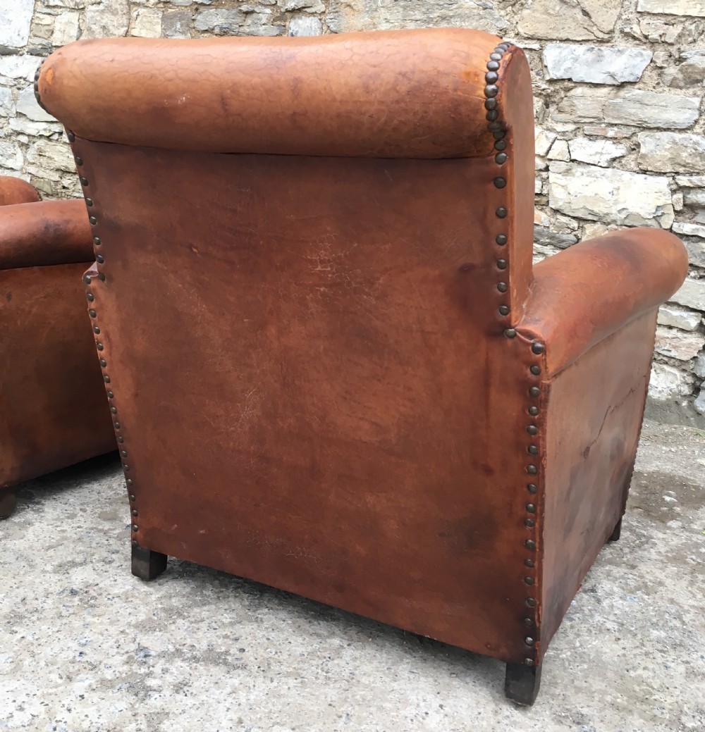 Pair of Antique Leather Club Chairs View X