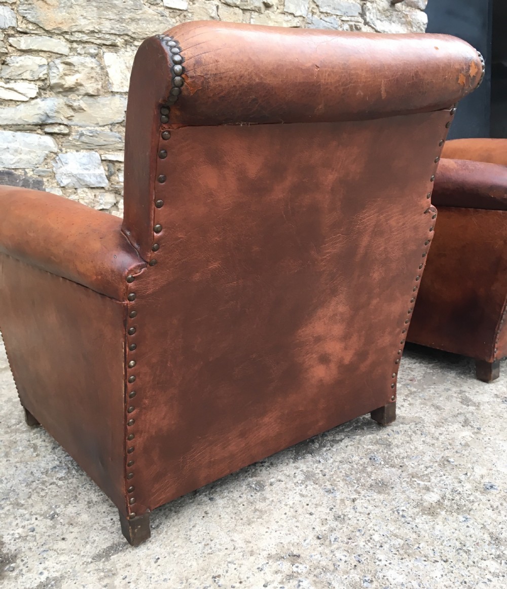 Pair of Antique Leather Club Chairs View XI