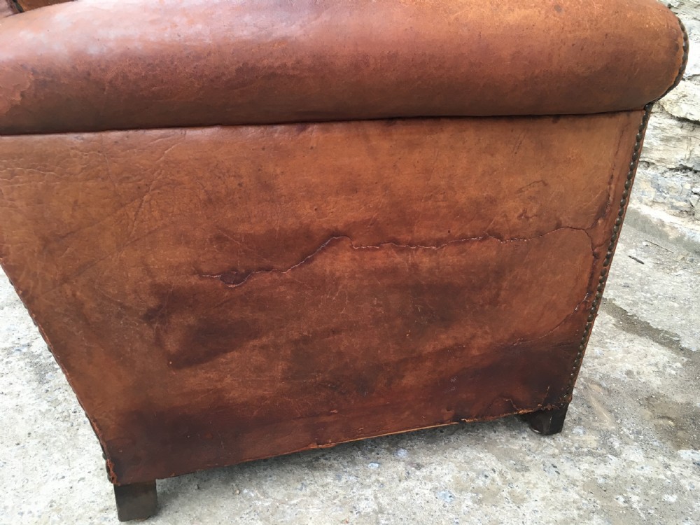 Pair of Antique Leather Club Chairs View XII