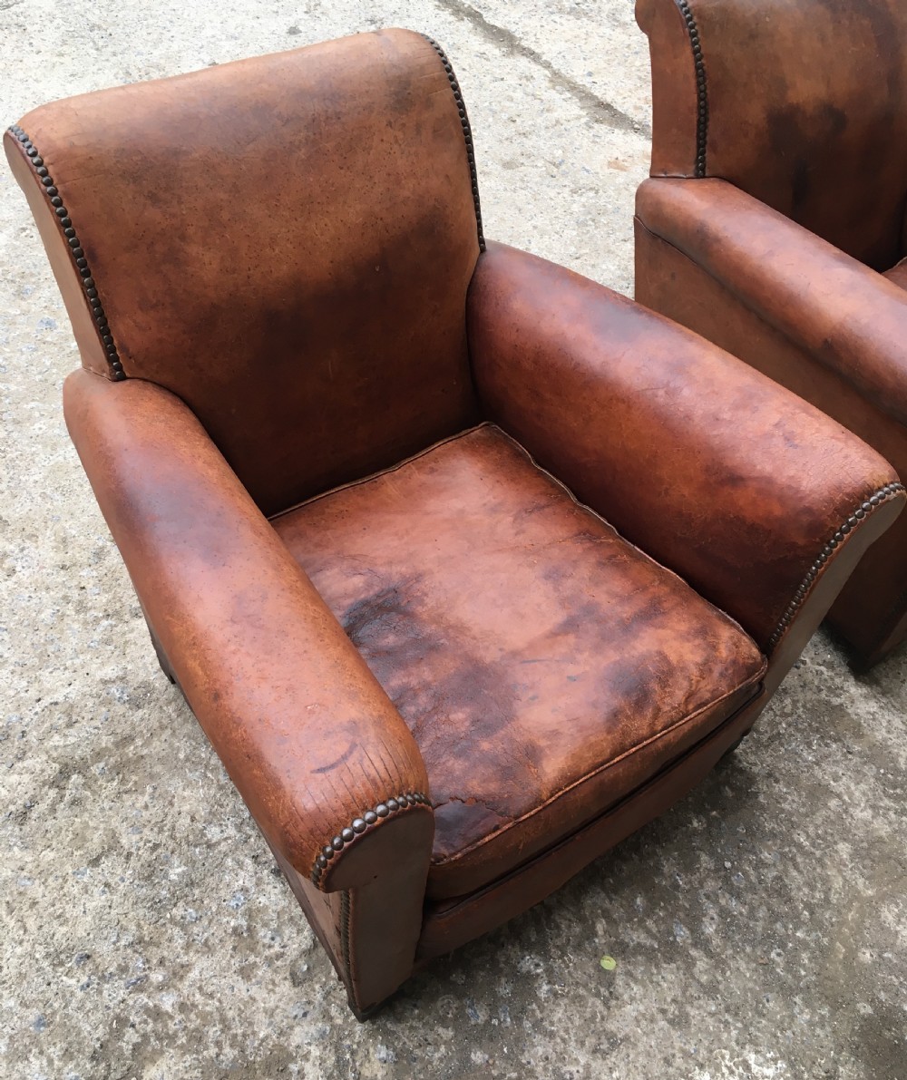 Pair of Antique Leather Club Chairs View XIV
