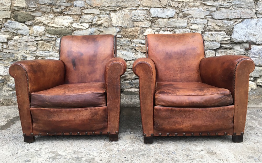 Pair of Antique Leather Club Chairs View XVII