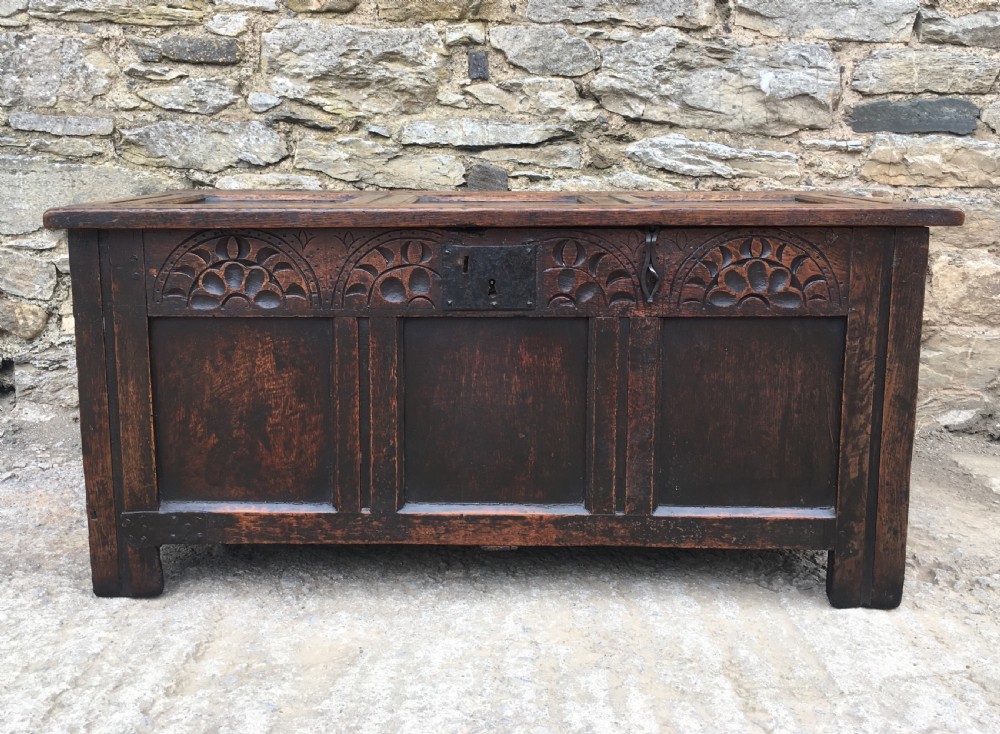 Small Antique Early 18th Century Oak Coffer View II