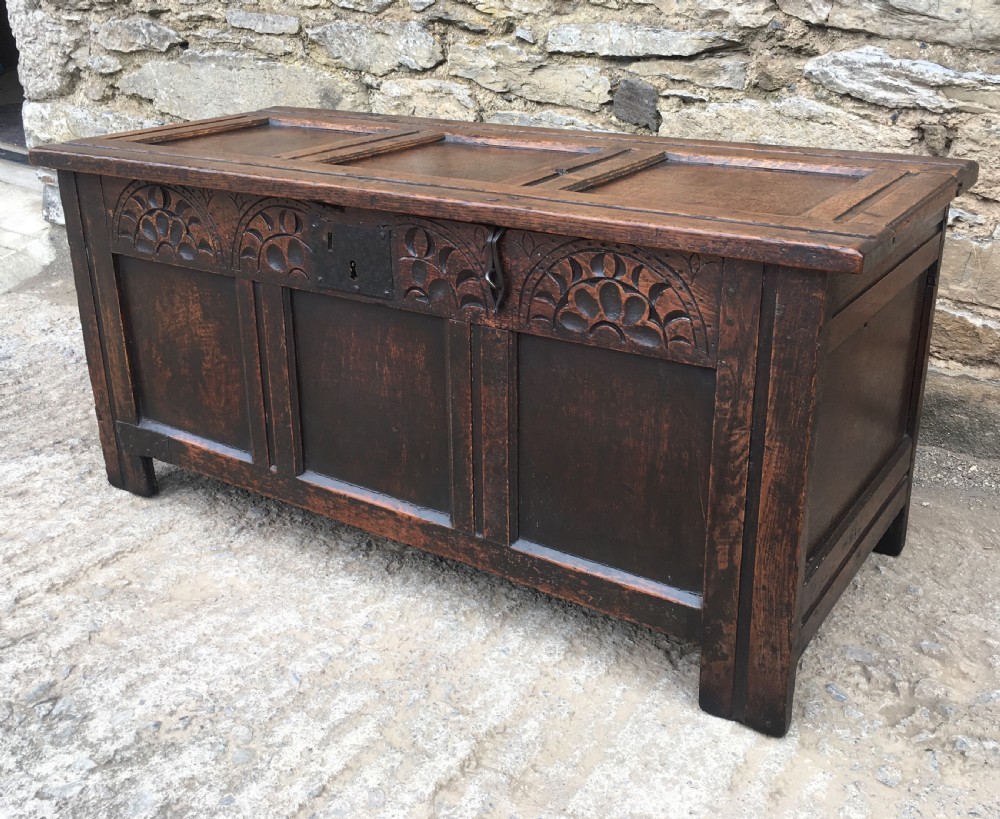 Small Antique Early 18th Century Oak Coffer View III